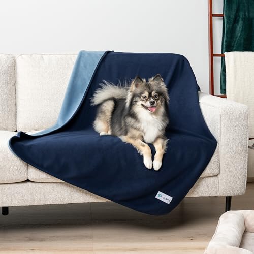 PetAmi Waterproof Dog Blanket for Small Medium Pets Dogs Cats, Pet Couch Cover Protector for Furniture, Reversible Washable Soft Fleece Cat Blanket for Bed Couch Sofa, 29x40 (Navy/Blue) - color: Navy/Blue, size: Medium (29x40)