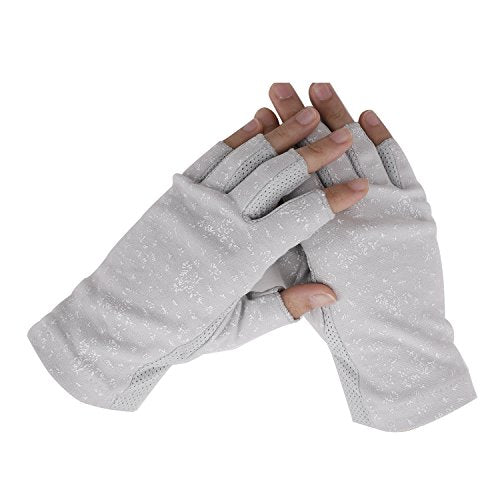 Lightweight Summer Fingerless Gloves Men Women UV Sun Protection Driving Cotton Gloves Nonslip Touchscreen Mittens - color: Gray