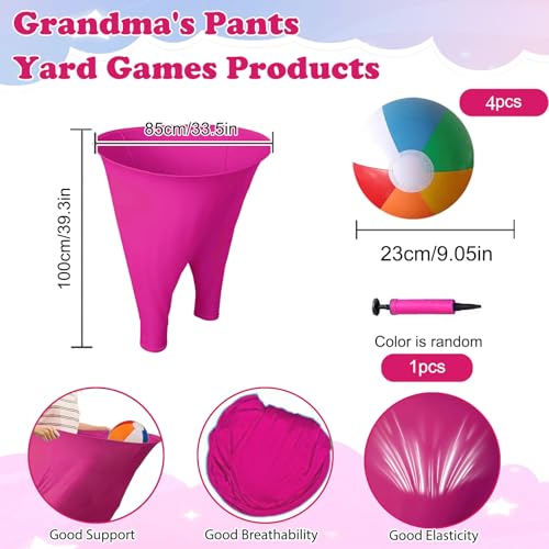 Granny Pants Yard Game Set Giant Outdoor Party Activity for Kids and Adults, Big Pants Ball Catching Set with 4 Balloons and Pump, Funny Lawn Activity, Ring Toss Games (Deep Pink) - color: Deep Pink