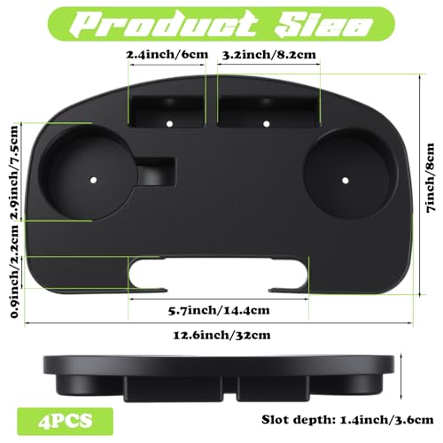 AceOrbit 4 Pieces Zero Gravity Chair Tray Beach Chair Cup Holder Attachment Universal Clip on Multifunctional Recliners Table with Mobile Device Slot and Snack Tray/Black