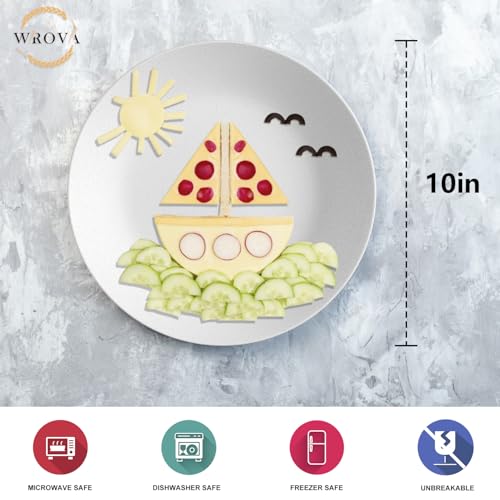 Wrova Wheat Straw Dinner Plates 10 Inch Unbreakable Set of 8 - Dishwasher & Microwave Safe Plastic Plates Reusable - Lightweight Plates for kitchen,camping,picnic,R.V. - White - color: White, size: 10 inch