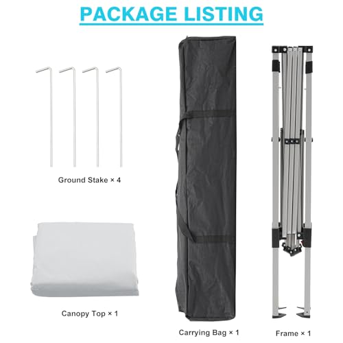 Canopy Tent, 10X10 FT Pop Up Canopy Outdoor Instant Tent Slant Legs with Carrying Bag, Portable Gazebo Shelter for Patio Deck Garden and Beach - 8X8 FT Canopy Cover (White) - color: White