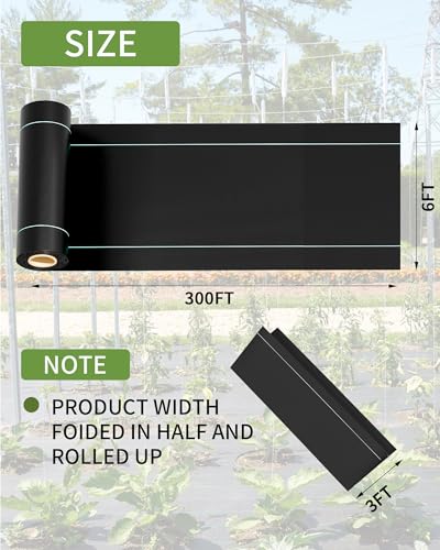 Pterying 6ftx300ft Weed Barrier Landscape Fabric Heavy Duty, Premium 2.4OZ Garden Geotextile Fabric, Outdoor Weed Blocker Fabric, for Driveway Mats, Erosion Control, Ground Cover Weed Barrier - size: 6FTx300FT-2.4OZ