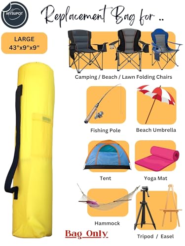 Replacement Bag for Folding Camping Chair, Portable Camp Chair, Hammock, Yoga Mat, Umbrella, Tents, Tripods, Fishing Poles - 420D Oxford Polyester Fabric - color: Yellow, size: Large 43"x9"x9"