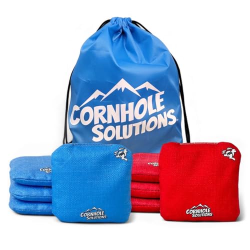 Cornhole Solutions Cornhole Bags Set of 8 – Regulation Pro Style 6x6 – Resin Filled + Tote Bag - color: Turquoise/Red