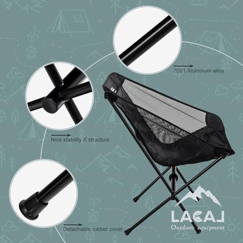 G2 GO2GETHER Ultra-Light Folding Camping Chair, All-Aluminum Frame, Surper Breathable Fabric, Easy to Carry, Compact Storage Size (2, Black) - color: Black