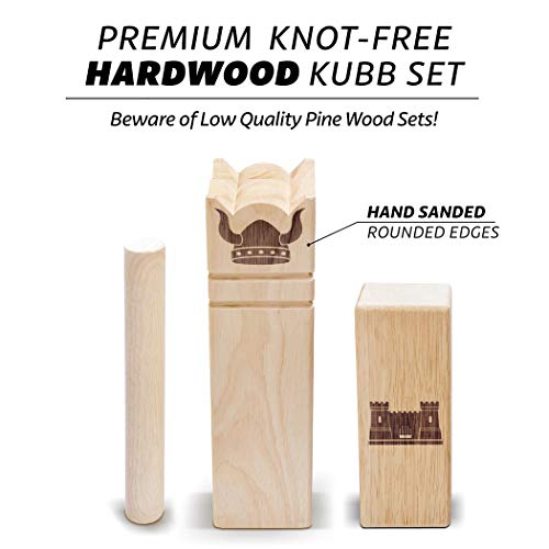 GoSports Kubb Yard Game Set - Choose Regulation or Backyard - Kuub Viking Chess Outdoor Game - style: Regulation Size