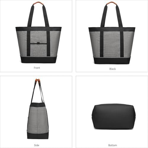 Insulated Cooler Bag Reusable Grocery Tote Bags Transport Large Lunch Box for Women - color: Light Gray