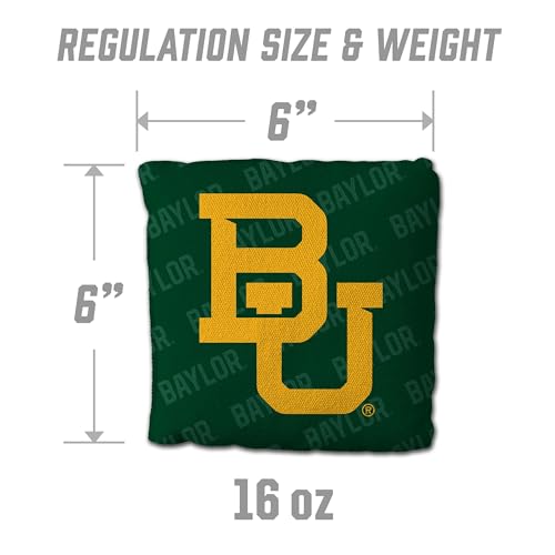 YouTheFan Officially-Licensed NCAA Set of 4 Cornhole Bags - All Weather Regulation 6” x 6” Size - 16oz Weight - Designed in USA - color: Baylor Bears - Green