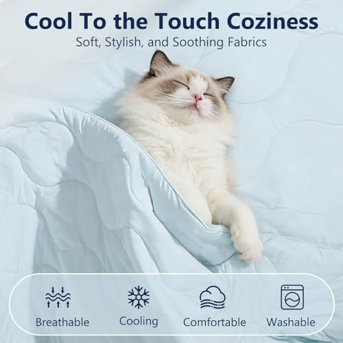 MIXJOY Cooling Blanket for Large Dogs Breathable, Dual-Sided Q-MAX>0.5, Lightweight Pet Cooling Throw Blanket Summer for Sofa & Elevated Dog Bed, Washable Soft Cat Cold Mat Durable, Aqua Blue, 40x50 - color: Aqua Blue, size: L(40x50'')