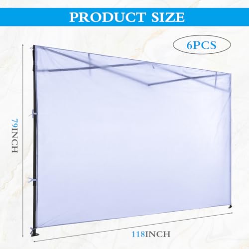 VitalCozy 6 Pcs Canopy Sidewalls for 10x10 ft Pop up Canopy Tent Waterproof Canopy Tent Sidewalls for Outdoor Party Replacement, Sidewall Only, Tent Not Included (White)