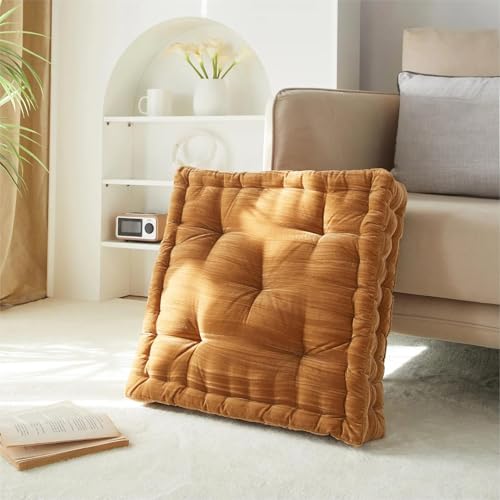 20" x 20" Yellow Velvet Floor Pillow – Plush Luxe Accent for Lounging & Décor