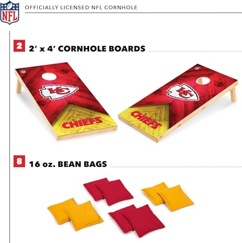Wild Sports NFL Kansas City Chiefs 2' x 4' Regulation Size Solid Wood Cornhole Set with Direct Print HD Team Graphics
