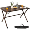 HAPPYGRILL Roll-up Folding Picnic Table Portable Aluminum Camping Table with Safety Latch, Solid Aluminum Frame, Storage Bag Included, Outdoor Lightweight Table for Camping