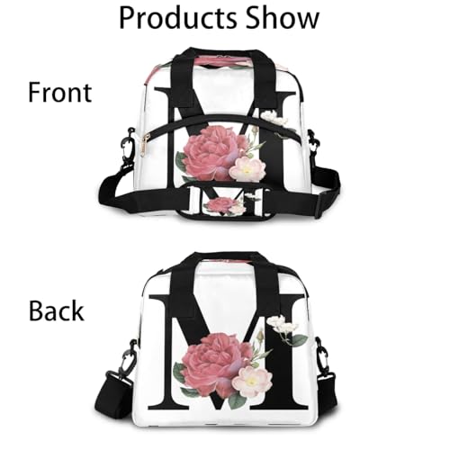 Letter M Insulated Lunch Bag for Women Men Reusable Waterproof Lunch Box Cooler Tote Bag One shoulder portable meal bag Portable Adult Lunchbox for Work Picnic Hiking Beach - color: Letter M