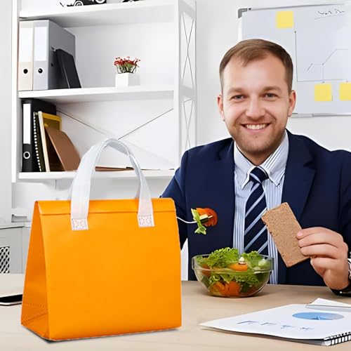 25 Pcs Insulated Take Away Bags Bulk - 6 x 9.5 x 10 Inch Thermal Insulation Cooler Bags for Hot and Cold Food Delivery (Orange) - color: Orange