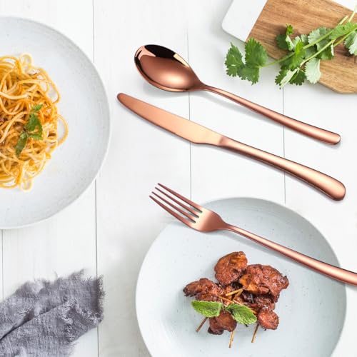 MURRI&MURRDI Travel Stainless Steel Cutlery Set for 1, Reusable Flatware Set with Case, Camping Silverware Set for Work, Knife Fork Spoon Utensil Set 3 Piece (Rose Gold) - color: Rose Gold