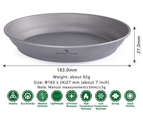 Boundless Voyage Ultralight Titanium Bowl Pan Plate Dish with Carry Bag Outdoor Camping Portable Tableware Cookware ((Plate-M)-Ti15167B) - color: (Plate-M)-Ti15167B