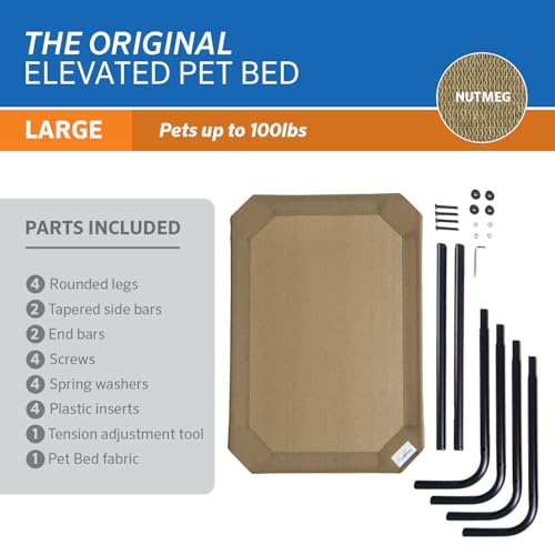 Coolaroo Original Elevated Dog Bed - Breathable Off-The-Ground Pet Bed with Cooling Fabric, Joint Relief & Moisture-Resistant Fabric, 100% Recyclable, Easy Clean, Nutmeg, Large - color: Nutmeg, style: Large Dog Bed