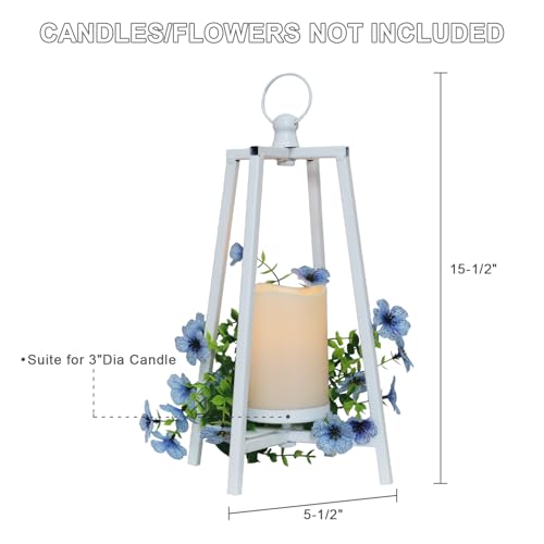 NEEDOMO Lantern Decorative Indoor & Outdoor, Farmhouse Candle Holder, Vintage Metal Decor for Front Porch Patio,Rustic Decoration for Christmas Spring Thanksgiving - size: 15.5"h