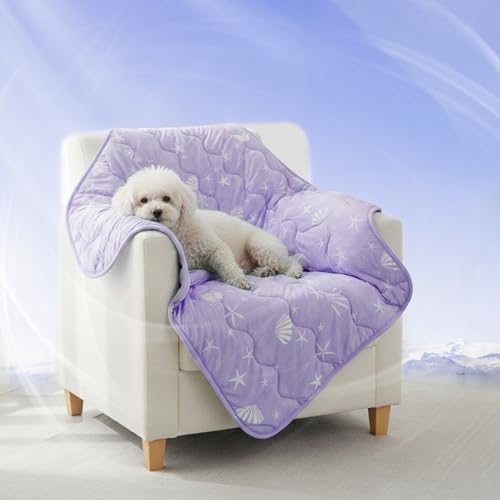 NWK Dog Cooling Blanket, Q-Max>0.345, Ice Silk Cool to Touch Material, Bed Cover, Furniture Protector Couch Sofa for Summer, Anxiety Relief-Machine Washable (Lavender,30'' X 40'') - color: Lavender, size: 30* 40