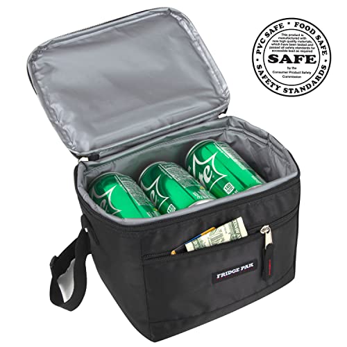 6 Can Cooler Bags Insulated Soft Cooler Lunch Bag for Men, Waterproof Leak Proof Cooler Bags Insulated - color: Black on Black