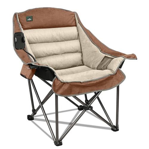 Northroad Oversized XL Padded Camping Chair w/Cell Phone Holder, Large Camp Chair, Foldable Lawn Chair w/Cup Holder,Carry Bag for Outdoor Hiking, Picnics, Heavy-Duty 400-lbs Capacity, Moca - color: Moca