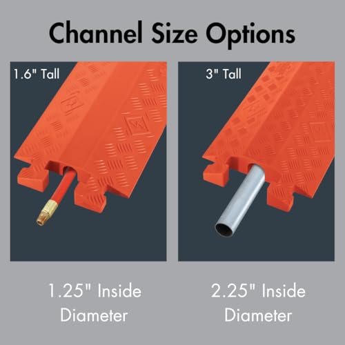 Checkers 1 Channel Industrial Drive Over Cable Protector, Drop Over for 2.25" Lines, 23k/Axle Load Capacity Hose and Cable Ramp for Heavy Duty Equipment, Made in The USA, Yellow, CP1X225-GP-DO-Y - color: Yellow, style: Drop Over