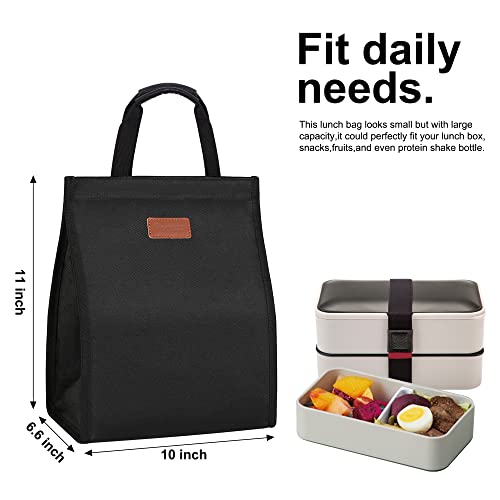 Lunch Bags for Women Insulated Reusable Lunch Tote with Internal Pocket, Lunch Tote bag for Work (Black - color: Black, size: 2 pack