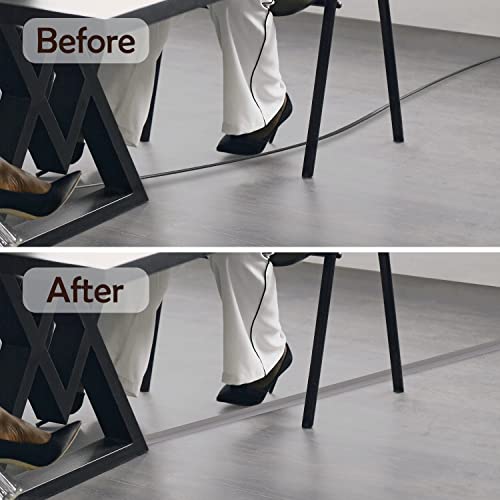 Rubber Bond Cord Cover Floor Cable Protector - Strong Self Adhesive Floor Cord Covers for Wires - Low Profile Extension Cord Covers for Floor & Wall - color: Grey - One Thick Cord, size: 4 Feet
