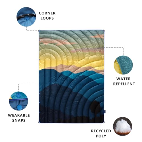 Camping Blanket,Lightweight Puffy Printed Camping Blanket Packable Outdoor Blanket for Camping,Traveling, Stadium, Hiking, Picnics - color: Blue Mountains, size: 39x55"