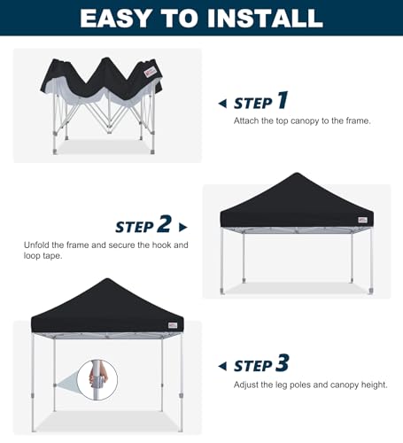 MASTERCANOPY Pop Up Canopy Tent Commercial Grade 10x10 Instant Shelter (Black) - color: Black, size: 10x10