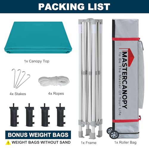 MASTERCANOPY Pop Up Canopy Tent Commercial Grade 10x10 Instant Shelter (Turquoise) - color: Turquoise, size: 10x10