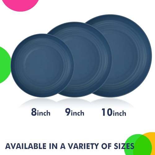 Homienly 10 inch Wheat Straw Dinner Plates Set of 8 - Alternative to Plastic, Microwave & Dishwasher Safe, Unbreakable Kids Plates with 4 Colors (Classic Bright) - color: Classic Bright, size: 10 Inch
