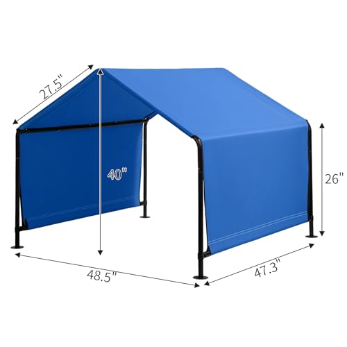 Outdoor Extra Large Dog House,4x4x3.3FT Weatherproof Dog Shade Shelter with Upgraded Doors for Outside, UV Resistant Sun Rain Canopy Pet House for Large Dogs, Large Dog Tent Outdoor, Dark Blue