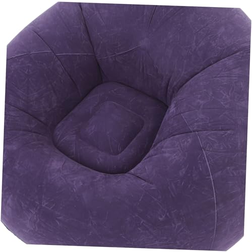 Healifty Folding Inflatable Air Sofa Chair with Soft Flocked Material Portable Single Bean Bag for Camping Travel Includes Air Pump