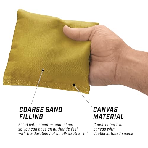 GoSports Classic Cornhole Bean Bags Set of 4-16 Colors Available - Regulation All Weather, Mix and Match - color: Gold, size: 6 X 6"