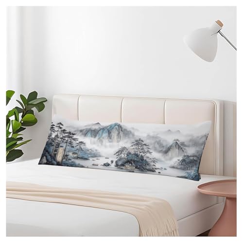 Japanese Landscapes Body Pillow Cover Japanese Mountain Painting Decorative Body Pillow Covers Long Pillow Cushion Case Zipper Body Pillowcase for Bedding,Couch,Home 20"X54" - color: Japanese Landscapes, size: 54" x 20" (Pack of 1)