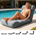 83'' Outdoor Chaise Lounge Chair with 5 Positions Adjustable Backrest Patio Lounger Lounge Chairs for Outside, Pool Lounge Chairs Sunbed Lounge Waterproof Sun Loungers for Garden Beach, Dark Gray - color: Dark Gray W Backrest