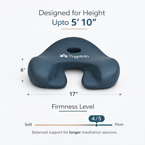 Ergonomic Meditation Cushion with Foot Rest & Carry Strap – Large Floor Cushion for Adults – Meditation Seat & Yoga Cushion for Mindfulness, Sound Healing & Reiki - color: Blue