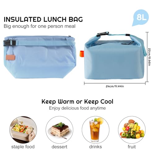 YUDANSI Fashion Lunch Bags for Men Women- Reusable Insulated Leakproof Lunch Box Tote Bag, Cool Bags for Adults,Thermal Cooler Bag for Work Picnic Travel -8L (Blue) - color: Blue