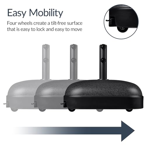 Best Choice Products 123lb Capacity Fillable Mobile Umbrella Base, Heavy Duty Market Stand for Patio, Deck, Poolside, Easy to move w/ 4 wheels - Dome Square Black - color: Black - Dome