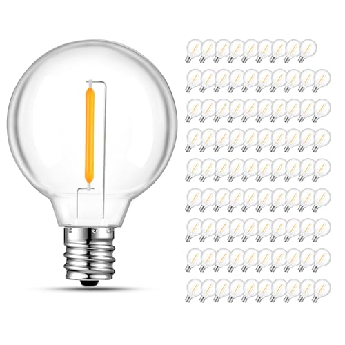 GvvooHome 90 Pack LED G40 Replacement Bulbs for String Lights, Shatterproof Plastic Globe Bulb for Indoor Outdoor Patio Decor, E12 Candelabra Socket Base, Warm White - size: 90 Pack