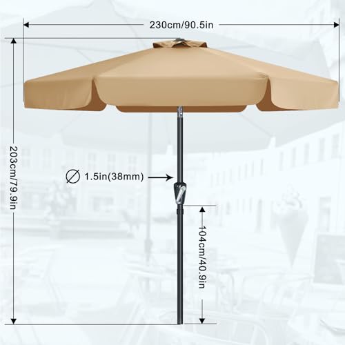 MASTERCANOPY Valance Patio Umbrella for Outdoor Table Market,7.5ft,Khaki - color: Khaki, size: 7.5FT