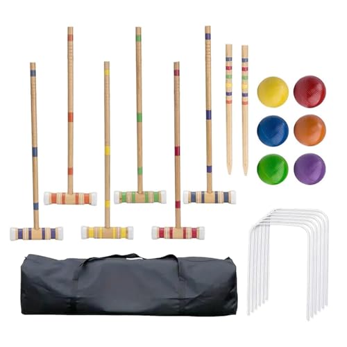 Outdoor Bowling Kit - Spikes Ball Game, Six Player Recreational Activity | Engaging Lawn Sports Set Mixed Age Family Fun, Wooden Pin Collection with Sturdy Build for Garden Social Events