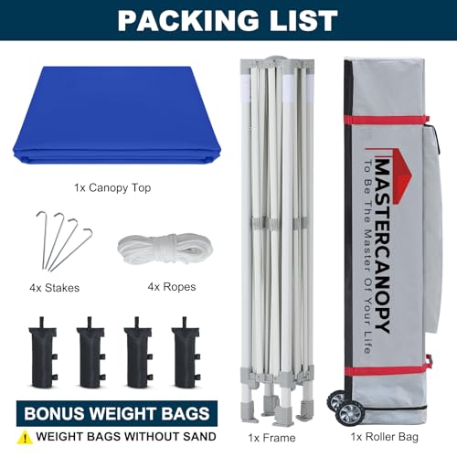 MASTERCANOPY Pop Up Canopy Tent Commercial Grade 10x10 Instant Shelter (Blue) - color: Blue, size: 10x10
