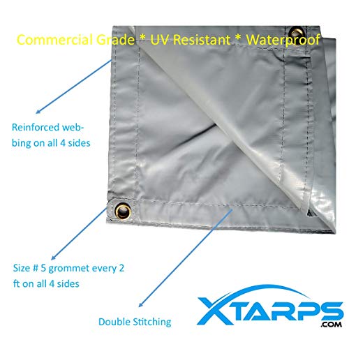 6 x 16 Waterproof Heavy Duty Vinyl Tarp, 16 Mil Gauge - Great for Truck, Equipment, Roof, Construction, Kennel, Hay, and Camping Cover - color: Gray, size: 6x16