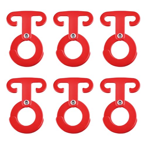 TRIWONDER Ultralight Aluminum T-Ring Hooks, Paracord Tension Camp Hooks Guyline Cord Adjuster for Tent Camping Hiking Backpacking Outdoor Activity (Red - 6 Pack) - color: T-ring - Red (6 Pack)