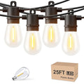 Svater Outdoor String Lights LED 25 FT, Patio Lights for Outside Waterproof IP65 with Shatterproof LED Bulbs, Cafe Bistro Backyard Balcony Hanging Light Warm White - size: 25FT