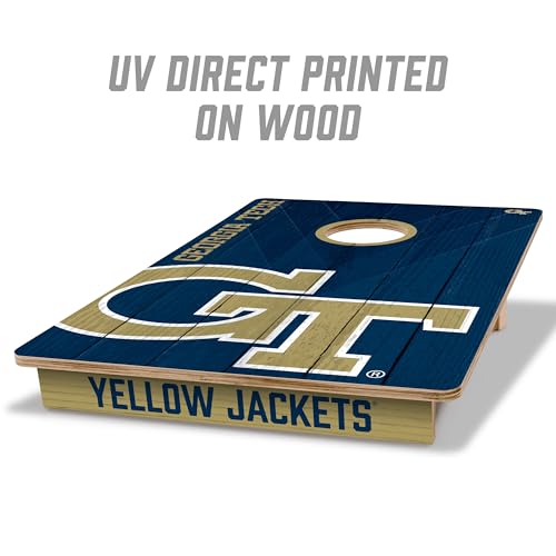 YouTheFan NCAA 2’ x 3’ Wood Cornhole Game with Logo Bags - color: Georgia Tech Yellow Jackets, size: 2' X 3'